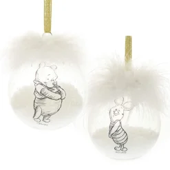 Pooh and Piglet Feather Baubles Set of 2