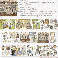 Pre-cut Life of Coffee Wide Washi Tape