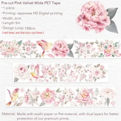 Pre-cut Pink Velvet Wide PET Tape