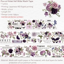 Pre-cut Violet Veil Wide Washi Tape