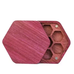 Purple Heart Hexagon Wooden Dice Box Terningboks