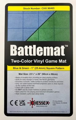Reversible Battlemat Blue/Green 1 inch Squares Battlemat