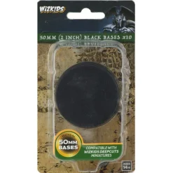 Round Base Black 50 mm (10) WizKids Deep Cuts Unpainted Miniature