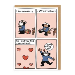 Sat On Your Gift Happy Birthday Greeting Card