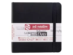 Skissebok m strikk 80g 12x12cm Sort Prikker