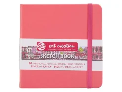 Skissebok m/strikk 140g 12x12cm Korallrø