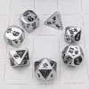 Slashing Damage Poly Dice Set Metal Chrome /Black (7)
