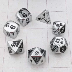 Slashing Damage Poly Dice Set Metal Chrome /Black (7)