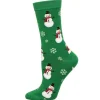 Smiling Snowmen Green Socks (35-42)