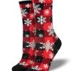 Snowflake Plaid Red Socks (35-42)