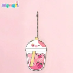 Strawberry Milk Tea Cow Keychain