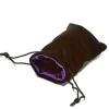 Velvet Dice Bag Black with Purple Lining Large Terningpose