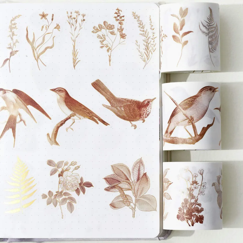 Vintage Botanicals Washi Tape Sticker Set (GILDED)