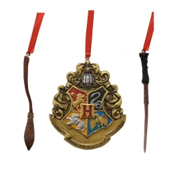 Wand, Crest and Broom Hanging Decorations Set of 3